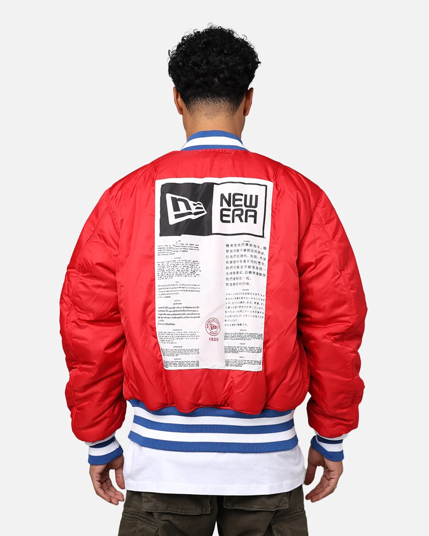 New Era X Alpha Series X NFL New York Giants MA-1 Bomber Jacket Royal/Red