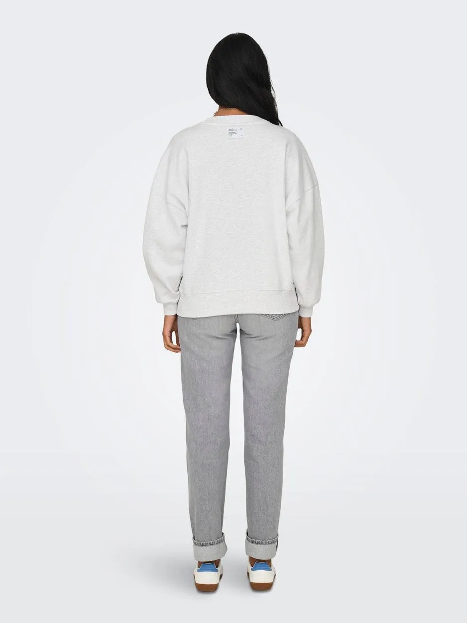 Onlwendie L/s Basket O-neck Swt - Lichtgrijs