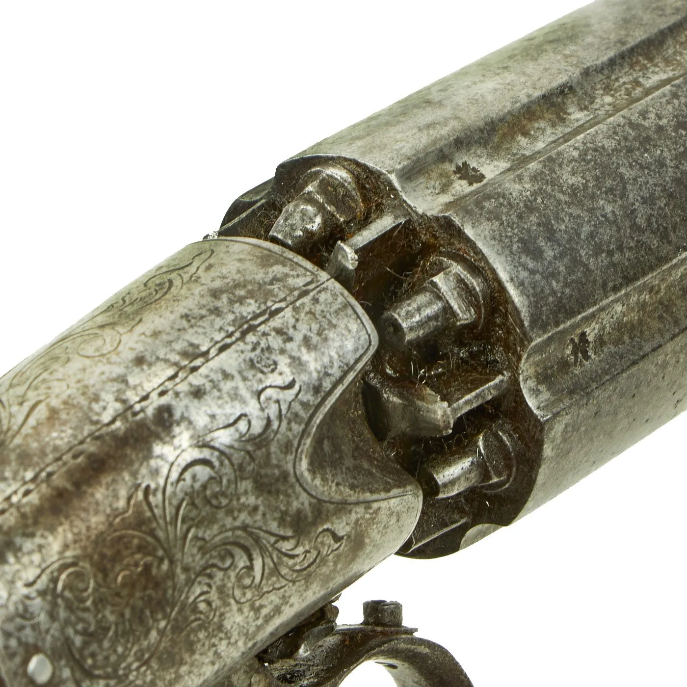 Original 19th Century British Pepperbox Percussion Revolver with Ring Trigger by J.R. Cooper - circa 1843