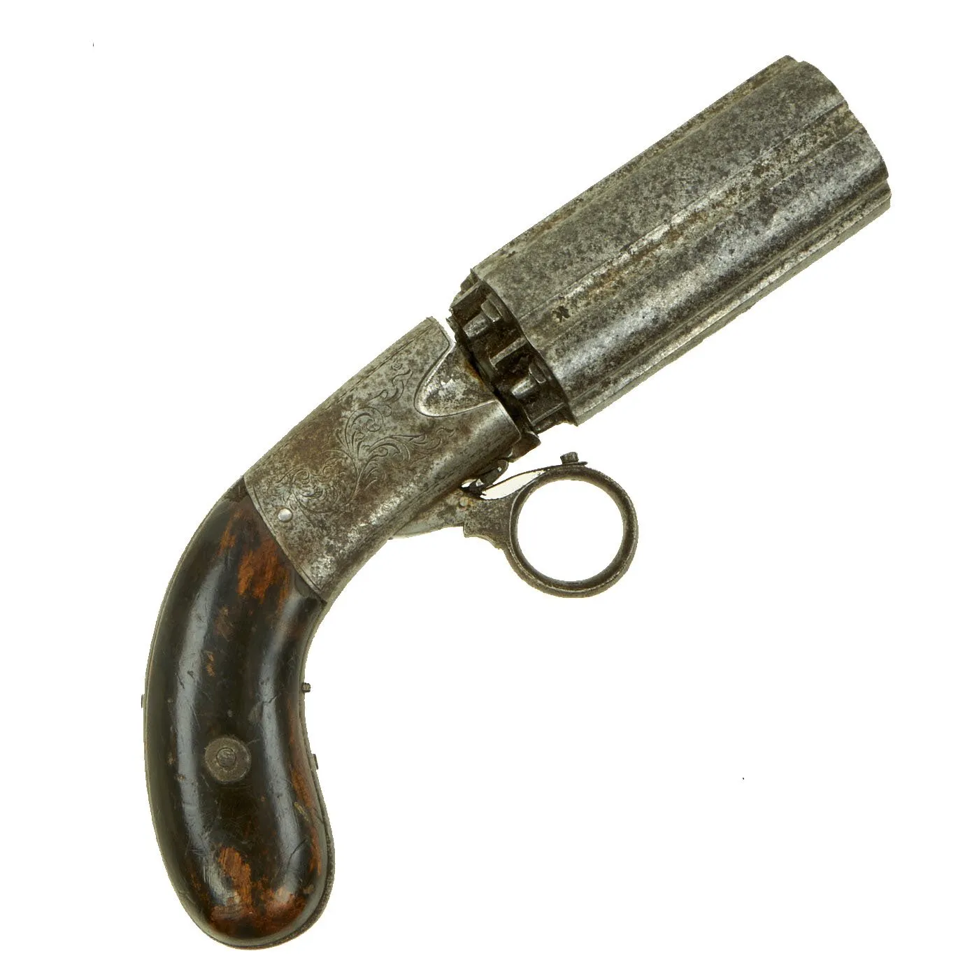 Original 19th Century British Pepperbox Percussion Revolver with Ring Trigger by J.R. Cooper - circa 1843