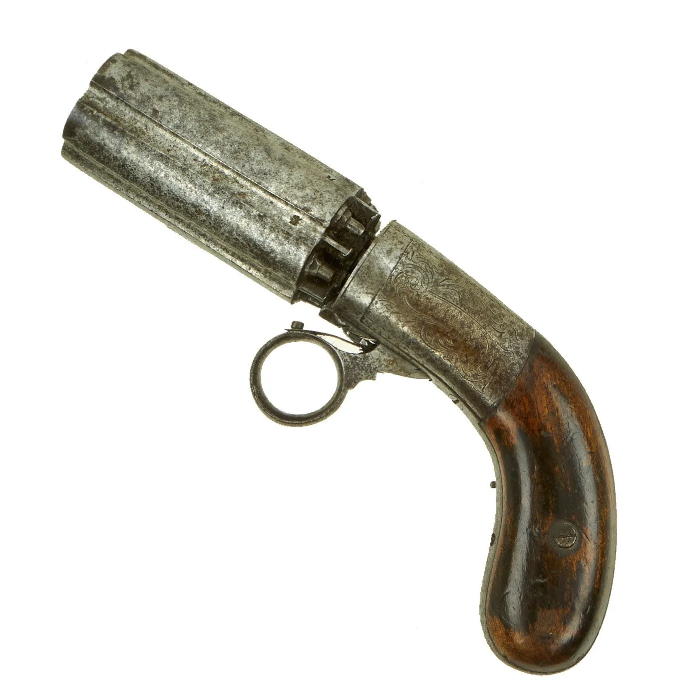 Original 19th Century British Pepperbox Percussion Revolver with Ring Trigger by J.R. Cooper - circa 1843