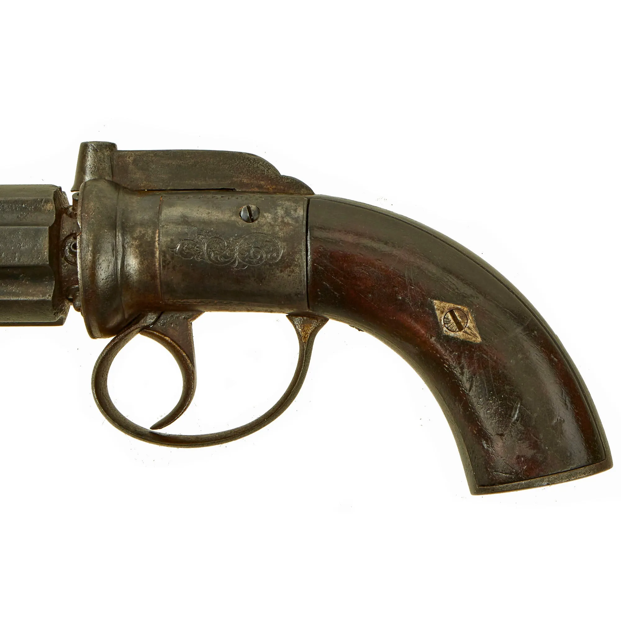 Original British Early Victorian Pepperbox Percussion Revolver with Birmingham Proofs - circa 1840