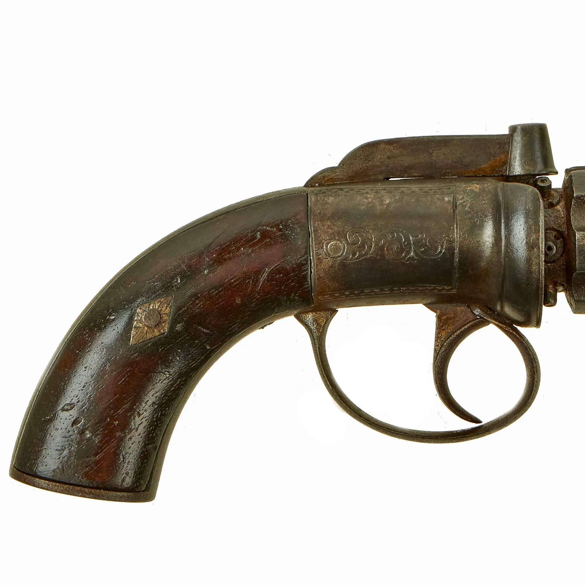 Original British Early Victorian Pepperbox Percussion Revolver with Birmingham Proofs - circa 1840