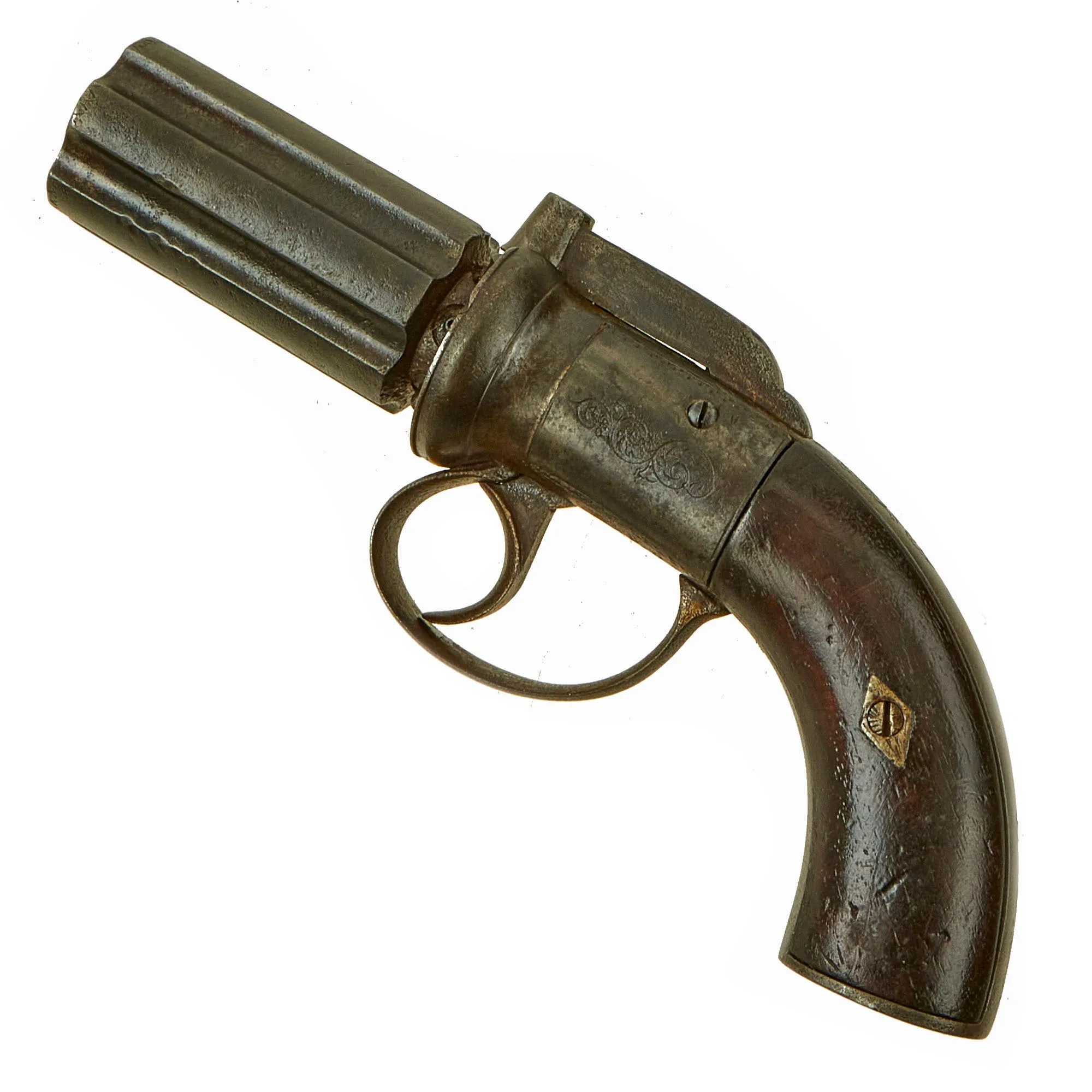 Original British Early Victorian Pepperbox Percussion Revolver with Birmingham Proofs - circa 1840