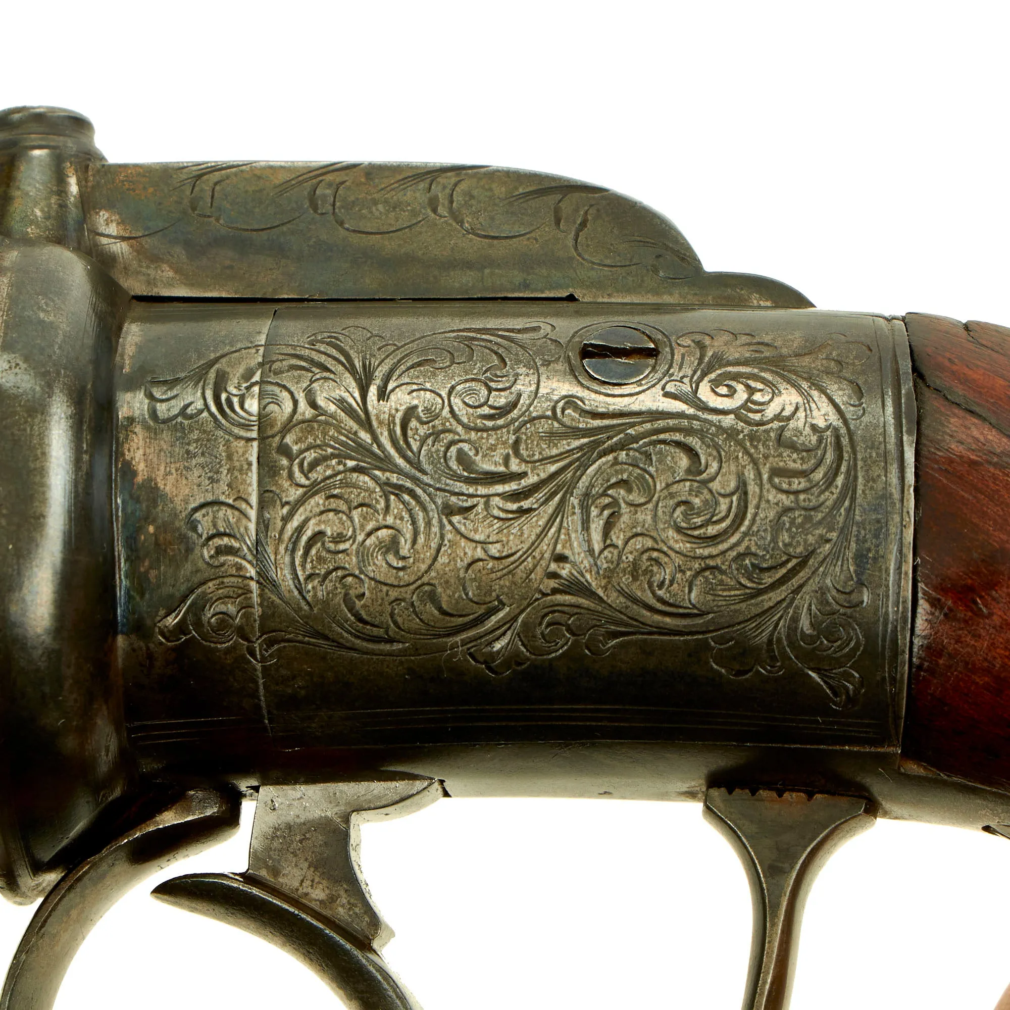 Original British Victorian .36cal Pepperbox Percussion Revolver with Birmingham Proofs - circa 1850