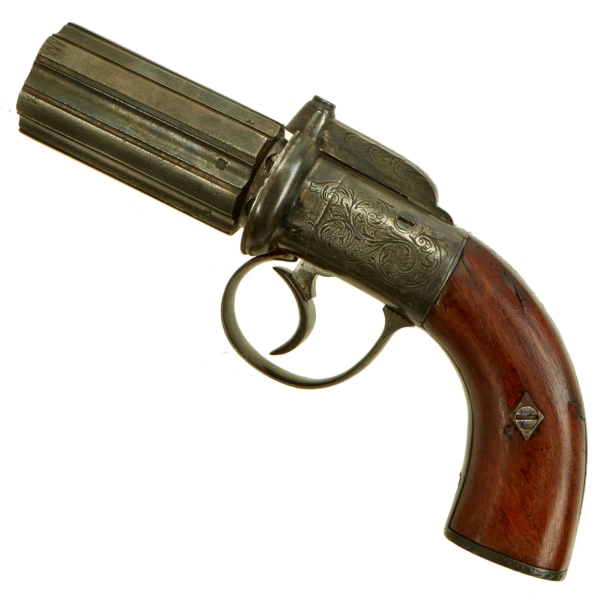 Original British Victorian .36cal Pepperbox Percussion Revolver with Birmingham Proofs - circa 1850