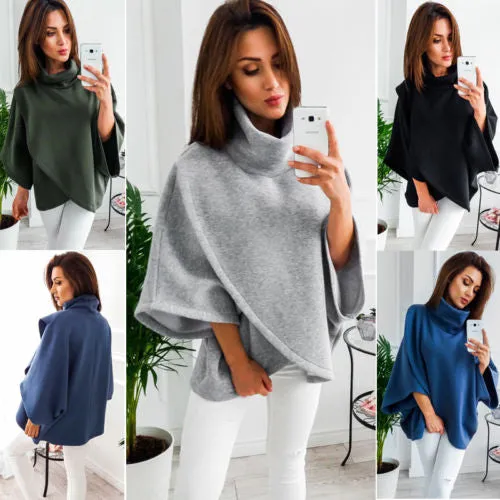 Oversize turtle neck dolman sweater top