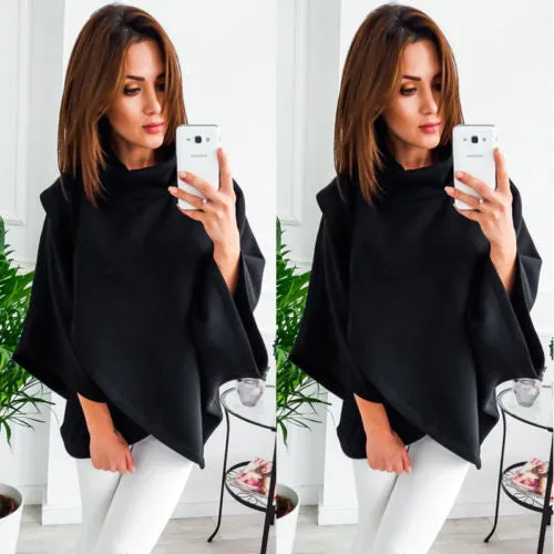 Oversize turtle neck dolman sweater top