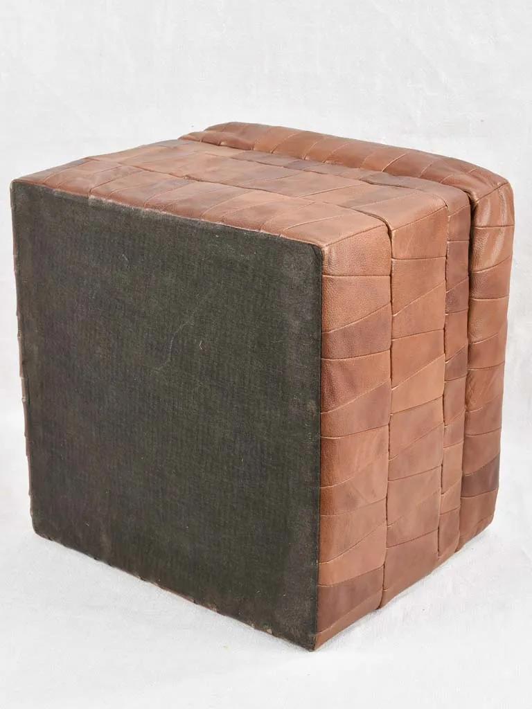 Pair of 1970s rectangular brown leather pouffes - De Sede Switzerland