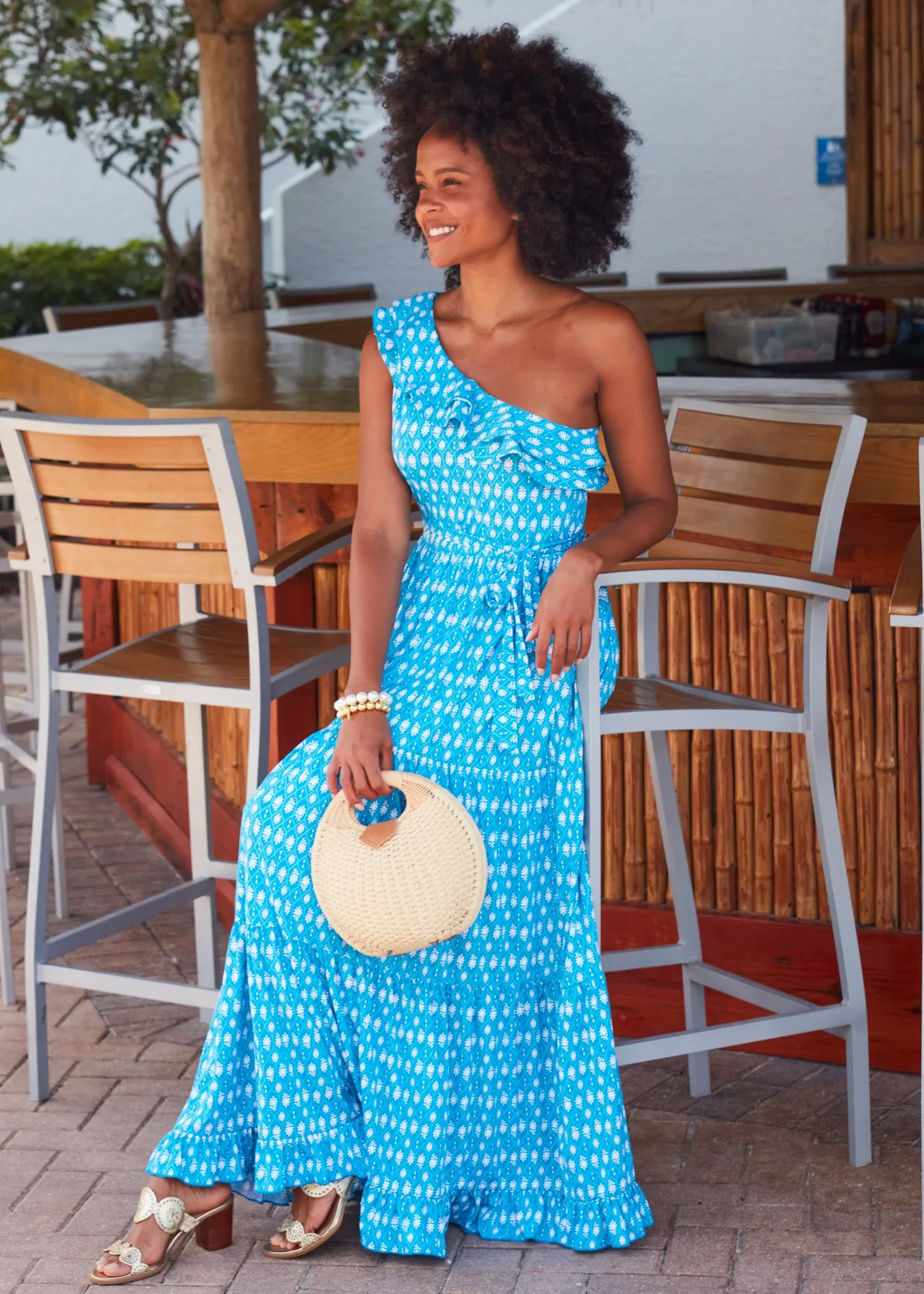 Palm Valley One Shoulder Maxi Dress