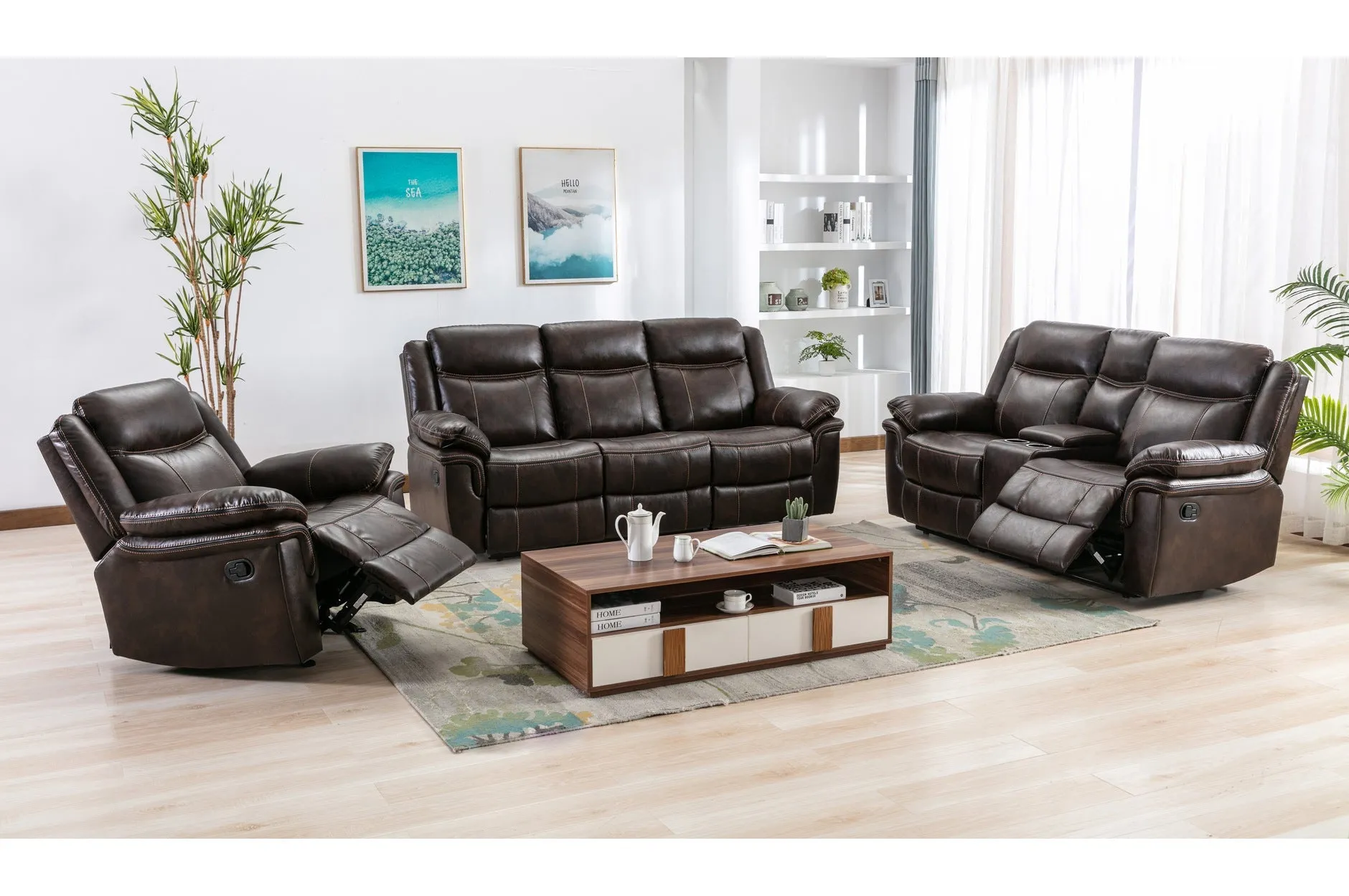 Peabody Brown Reclining Living Set