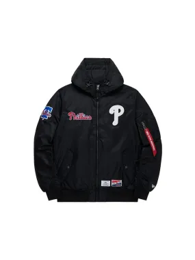 PHILADELPHIA PHILLIES X ALPHA X NEW ERA L-2B BOMBER JACKET (BLACK)