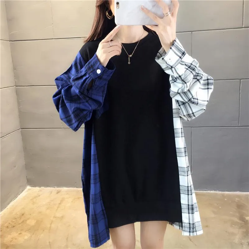 Plaid Duo Sleeve Long Sweater SD00543