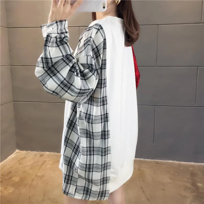 Plaid Duo Sleeve Long Sweater SD00543