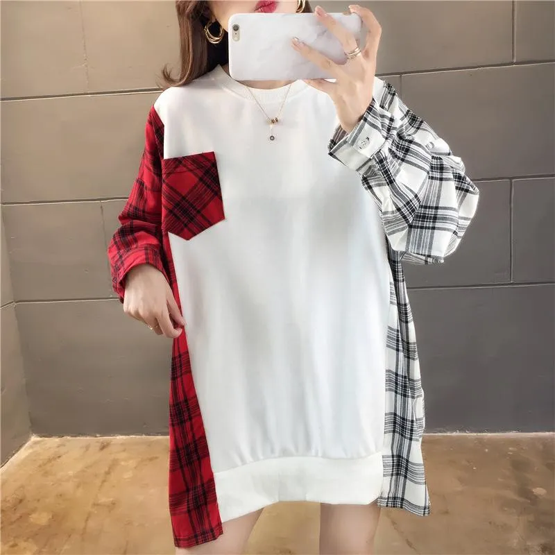 Plaid Duo Sleeve Long Sweater SD00543