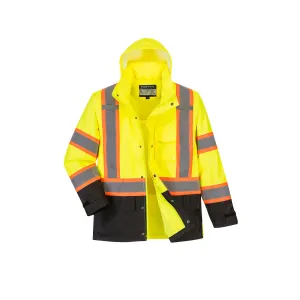 PORTWEST Hi-Vis Contrast Tape Rain Jacket Yellow/Black