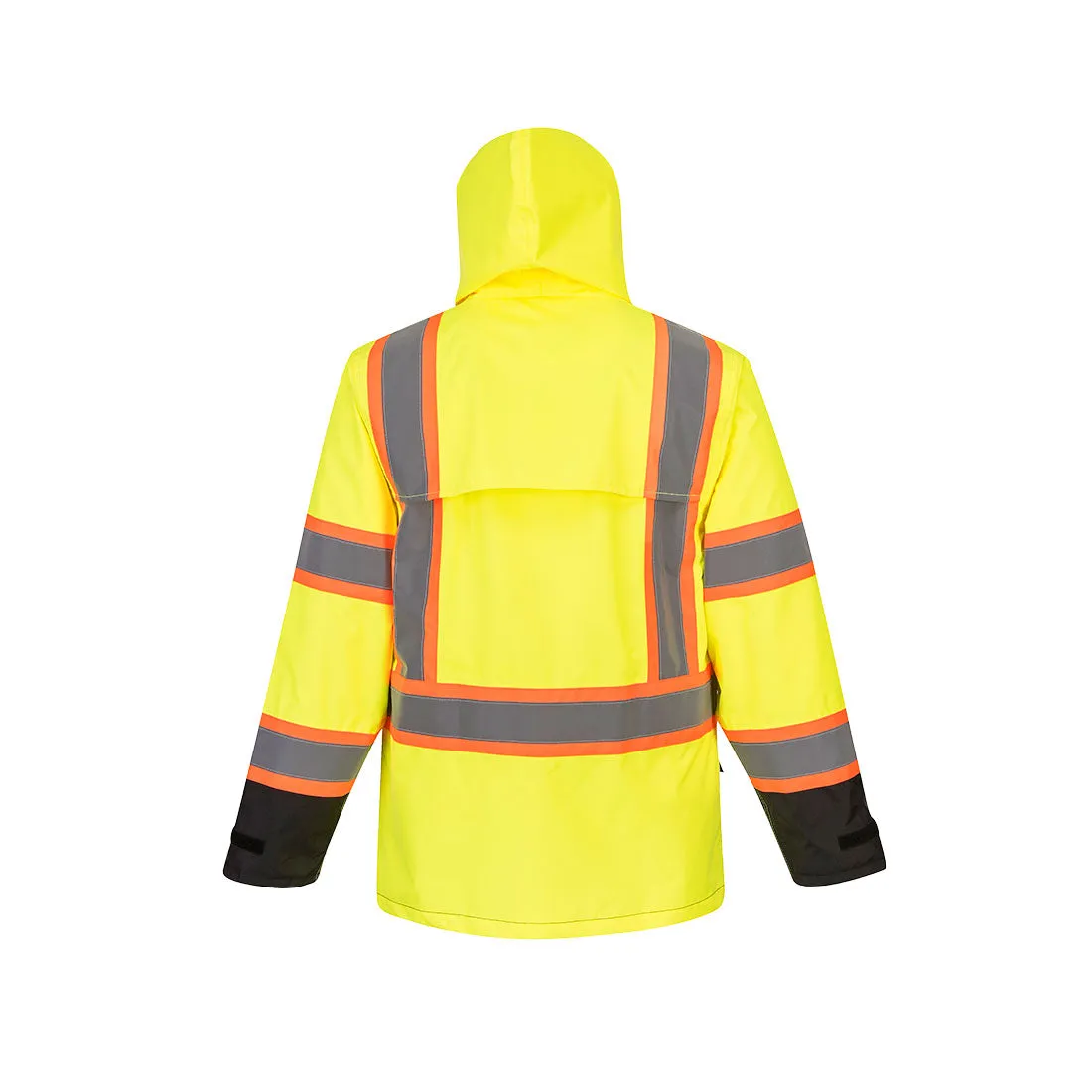 PORTWEST Hi-Vis Contrast Tape Rain Jacket Yellow/Black