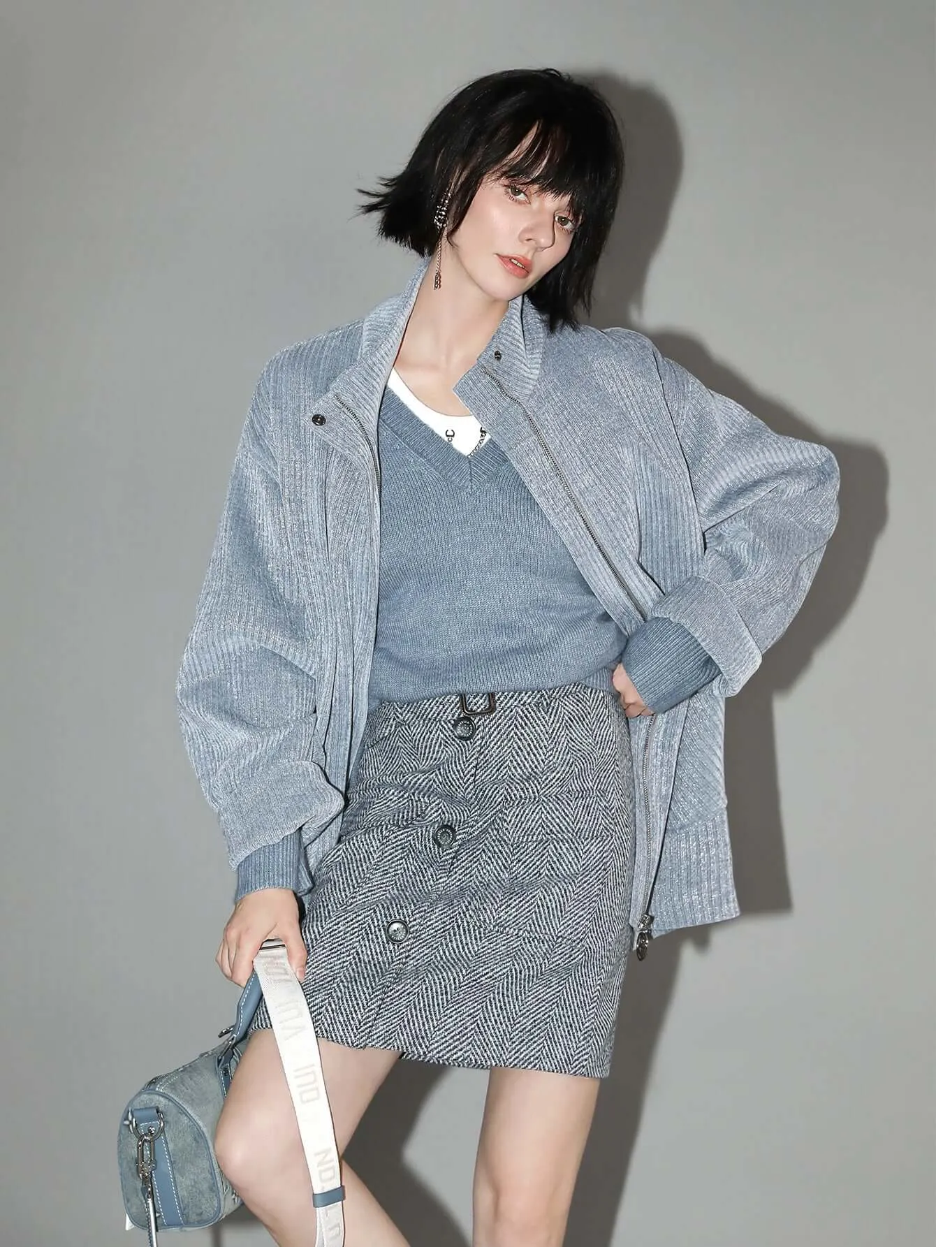 Powder Blue Chenille Coat