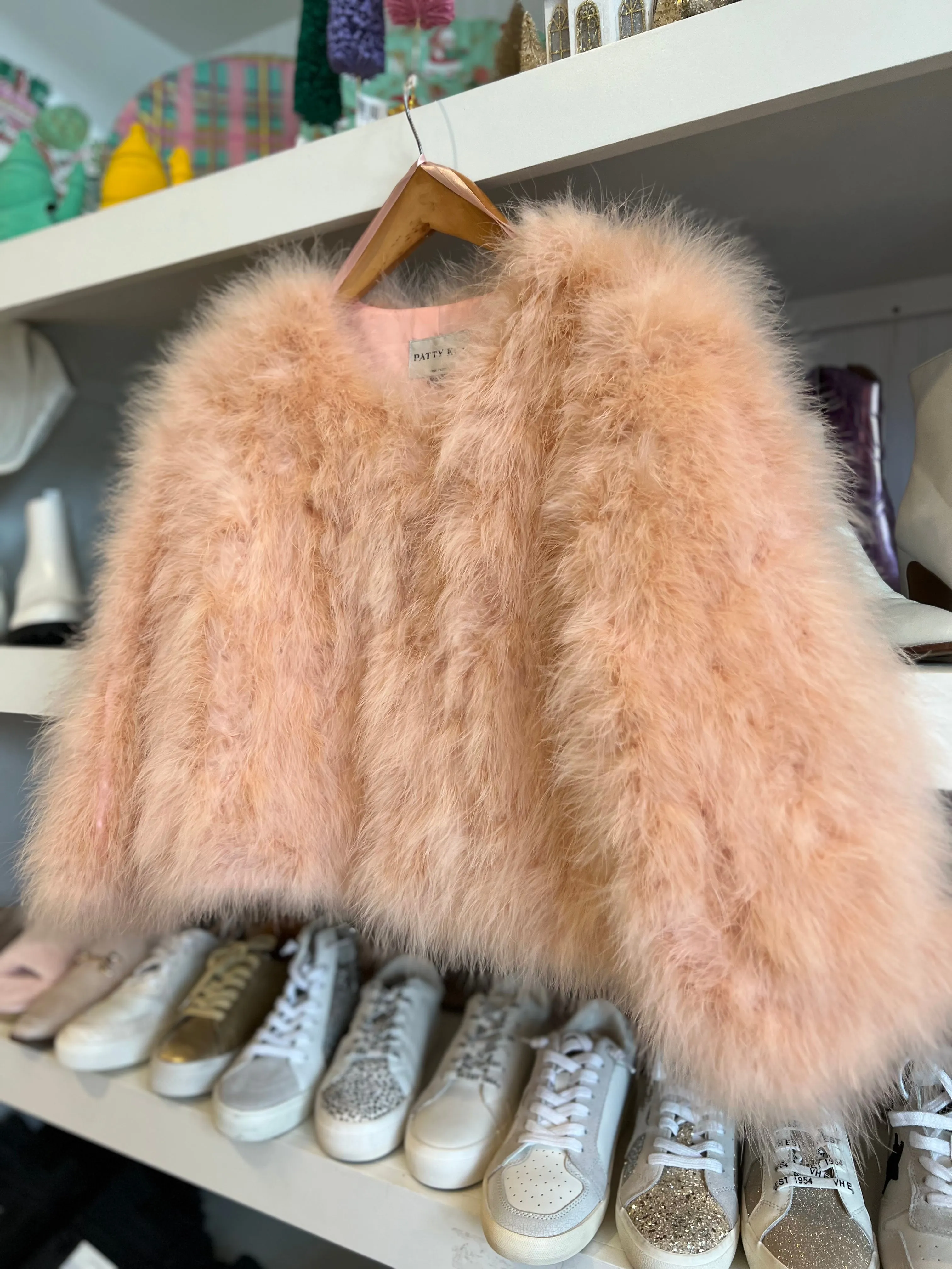 Powder Rose Bianca Feather Coat