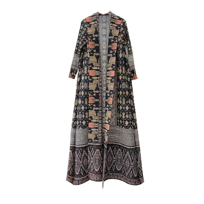 Pre Order: Printed Pleated Robe Coat