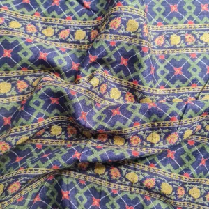 Premium Blue Multicolor Print Cotton Mulmul Fabric