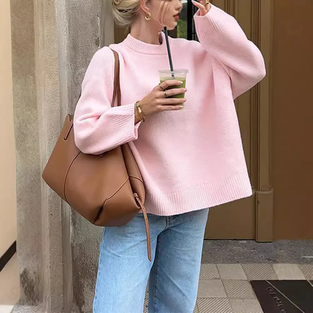 Premium Pastel Pink Oversized Sweater | Elegant and Luxurious Knit Design