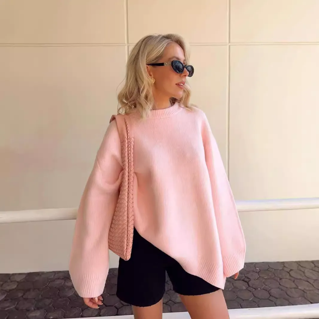 Premium Pastel Pink Oversized Sweater | Elegant and Luxurious Knit Design