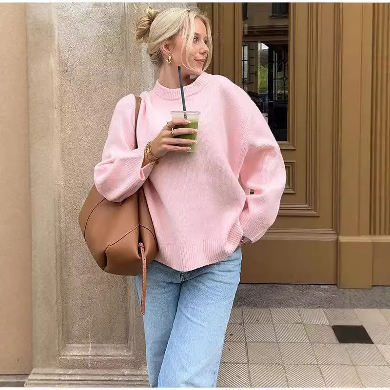 Premium Pastel Pink Oversized Sweater | Elegant and Luxurious Knit Design