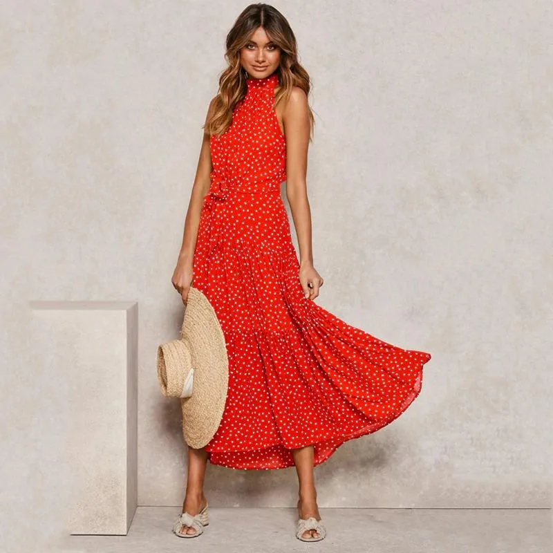 Pretty Halter Top Polka-dot Dress