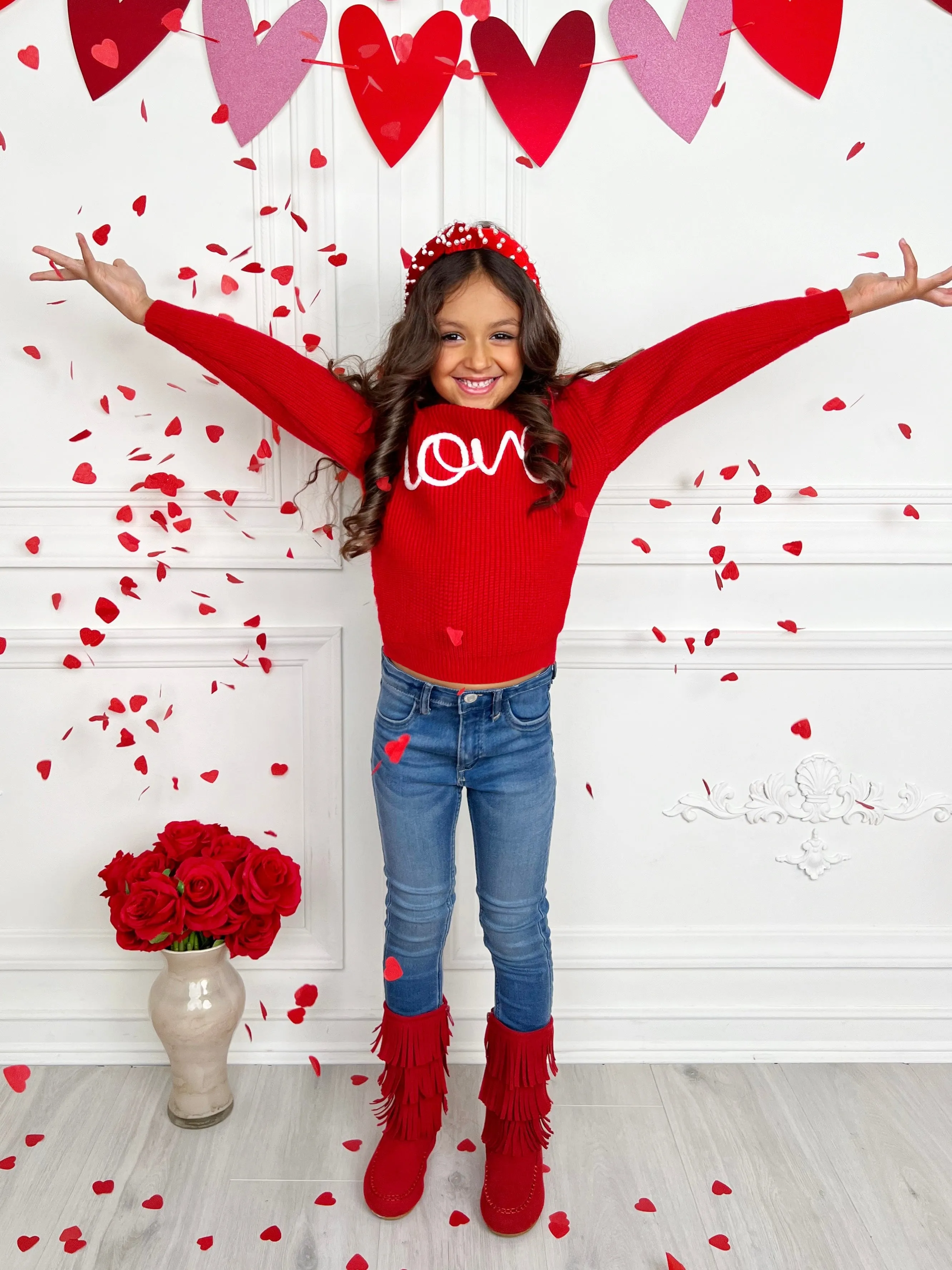 "Love" At First Sight Embroidered Chunky Knit Sweater