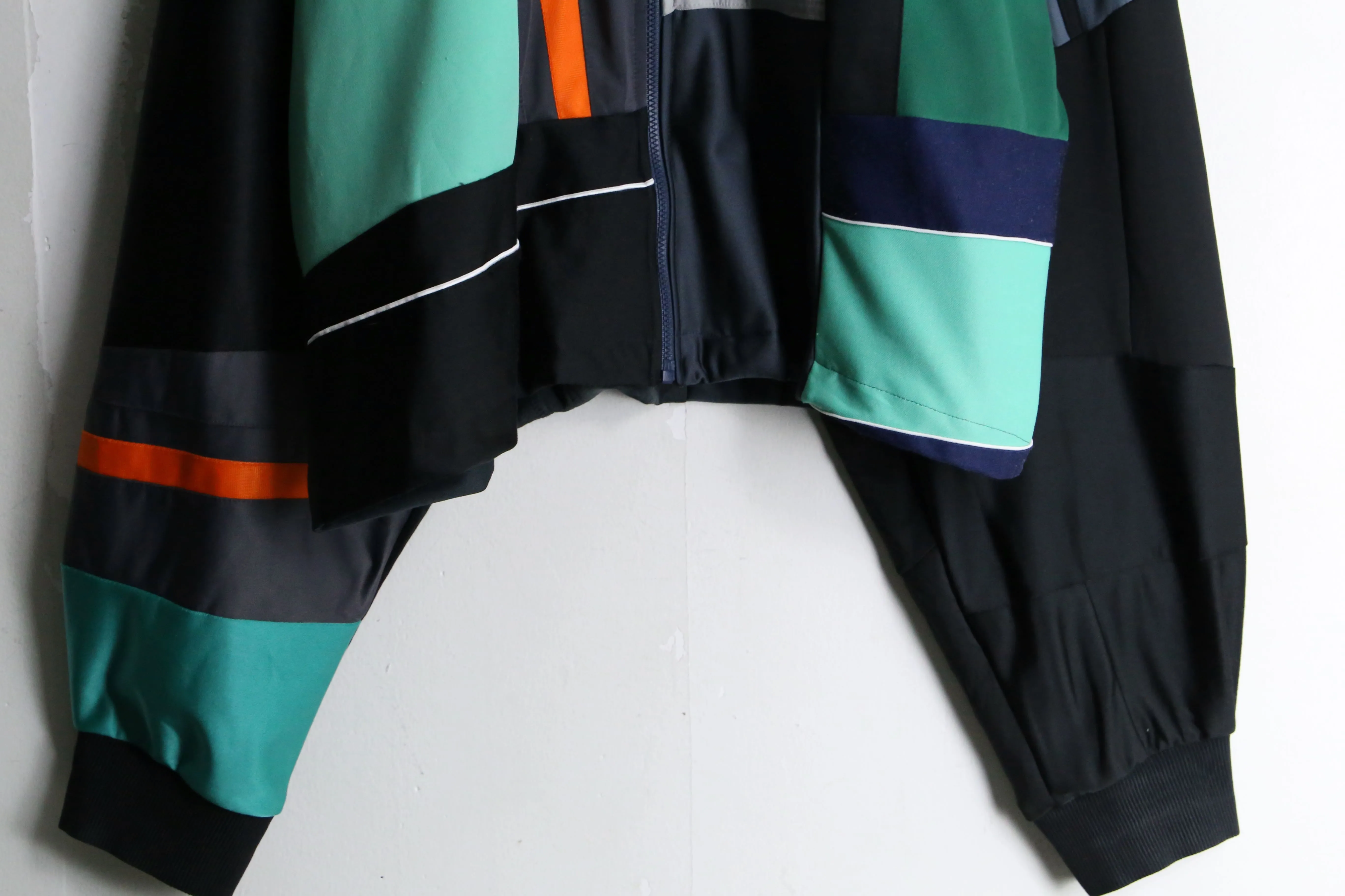 "Re:make" black×green color loose track jacket