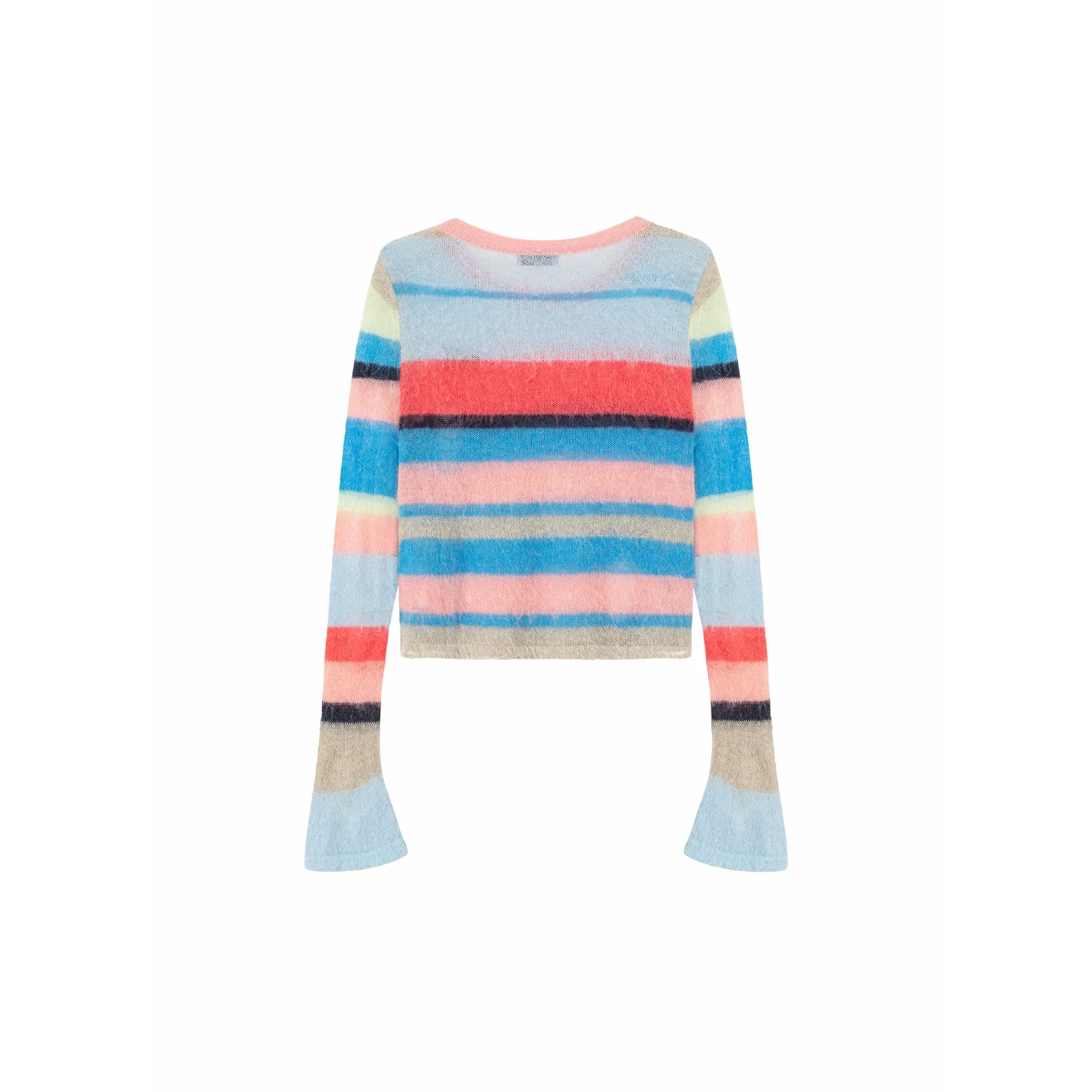 Rainbow Crop Ripped Stripe Knit Sweater