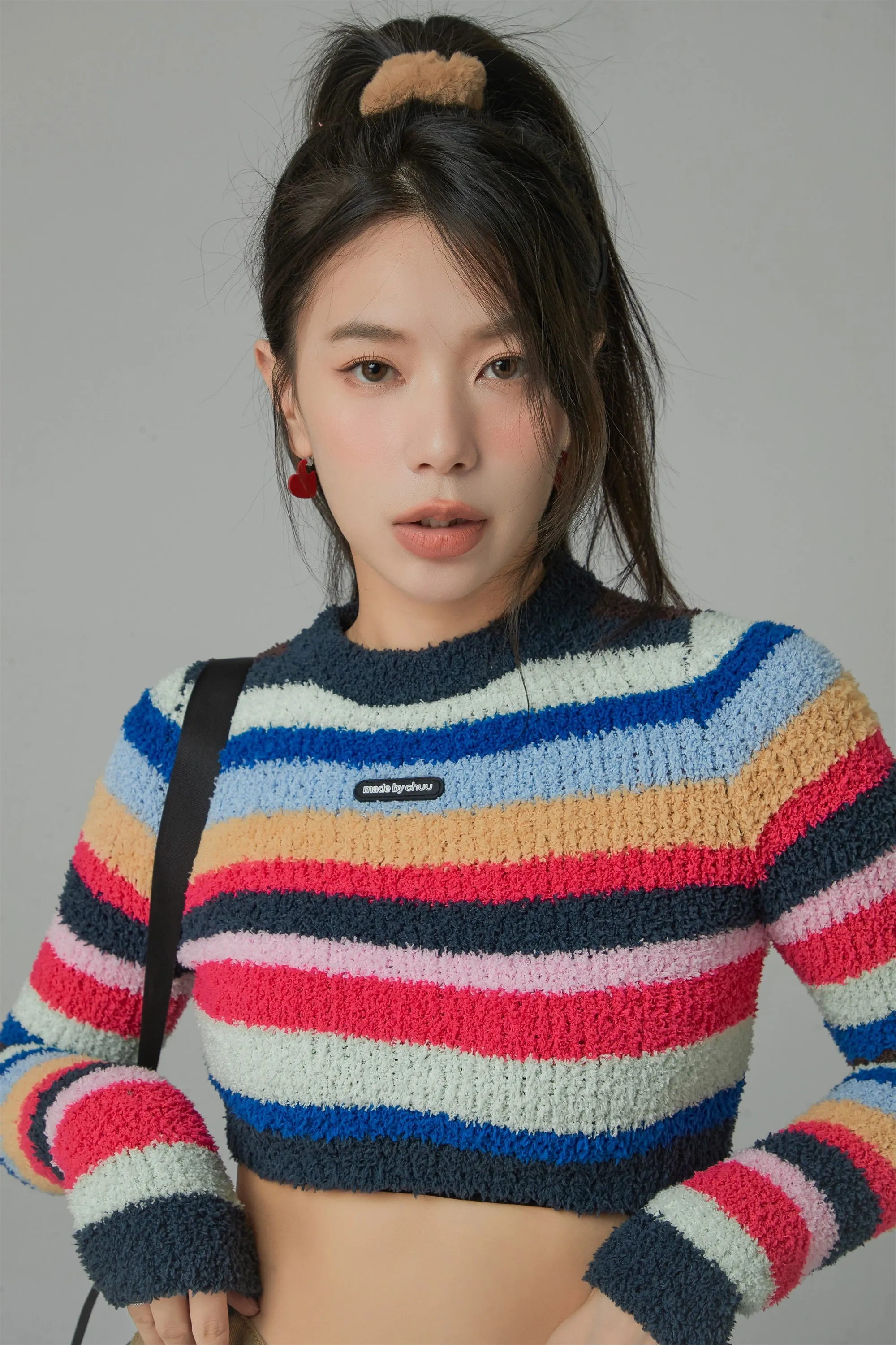 Rainbow Stripe Cropped Knit Sweater