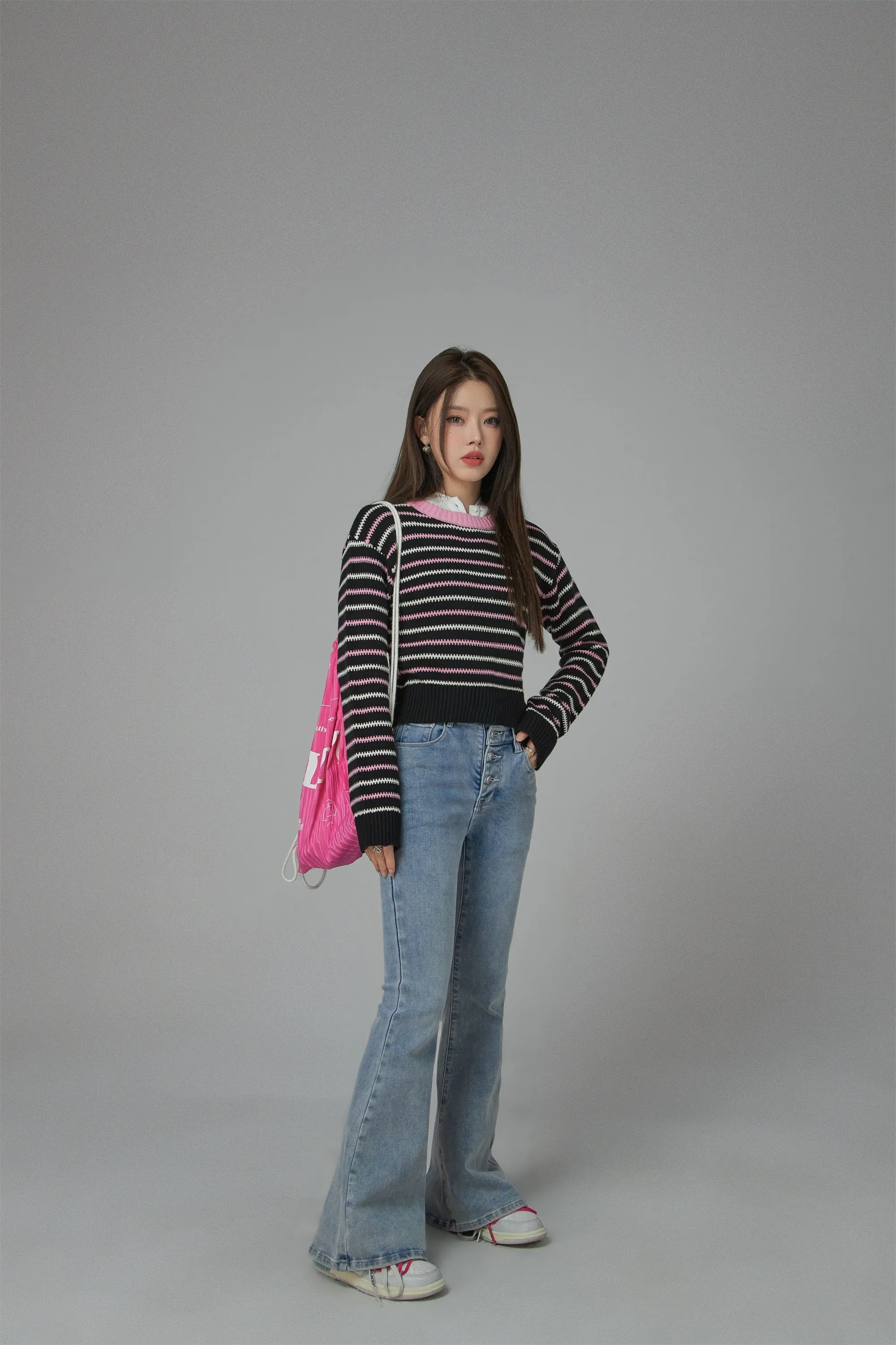 Rejoice Striped Crop Knit Sweater