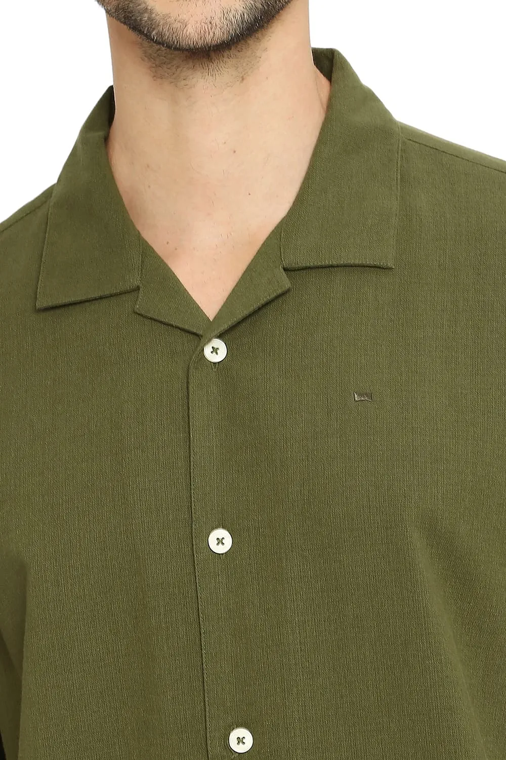 Relaxed Fit Cotton Hopsack Dobby Halfsleeves Shirt