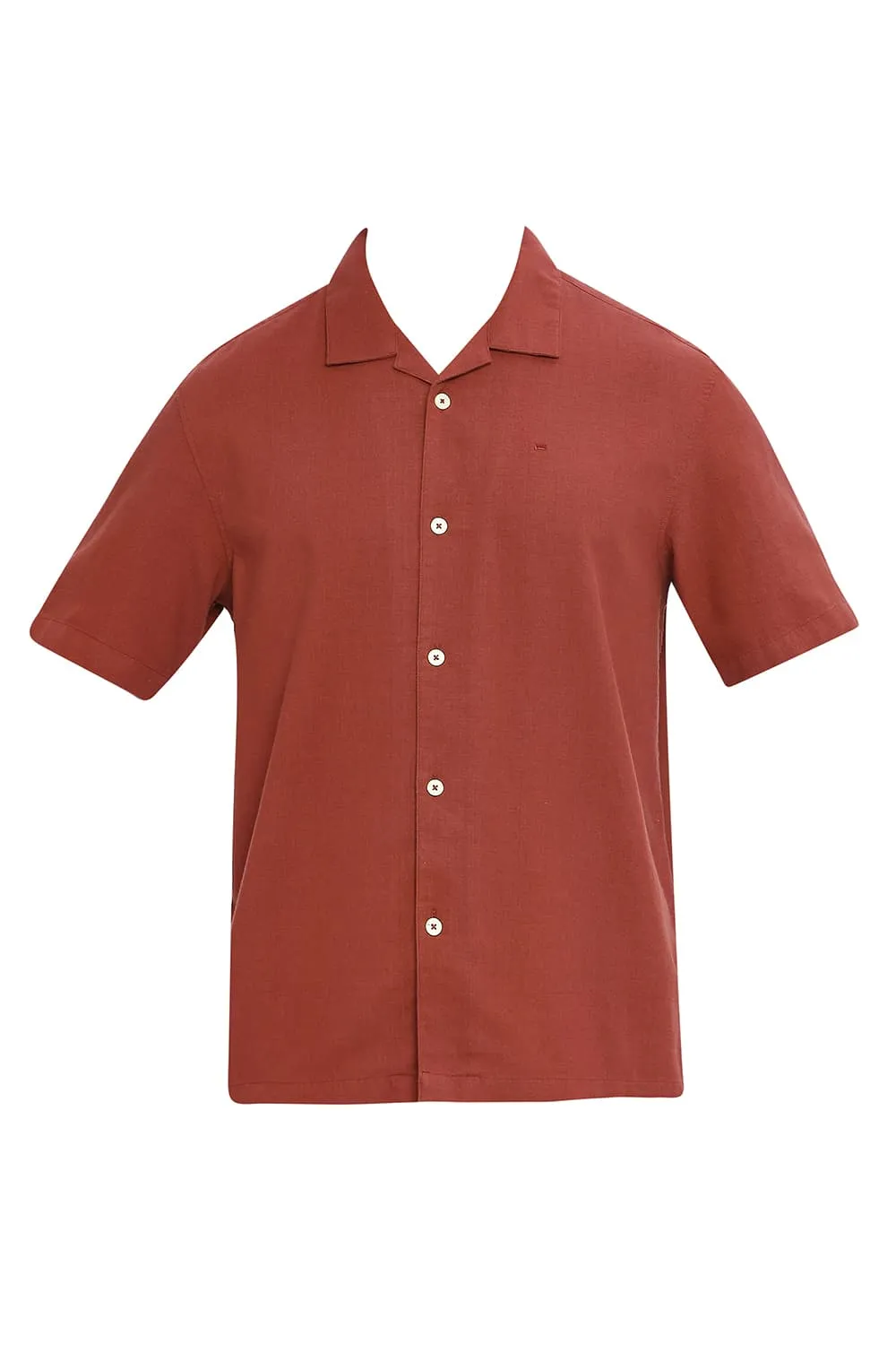 Relaxed Fit Cotton Hopsack Dobby Halfsleeves Shirt