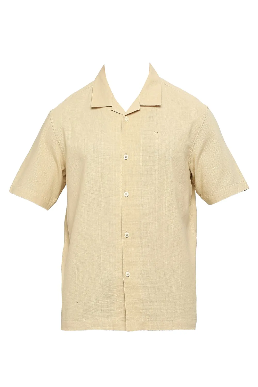 Relaxed Fit Cotton Hopsack Dobby Halfsleeves Shirt