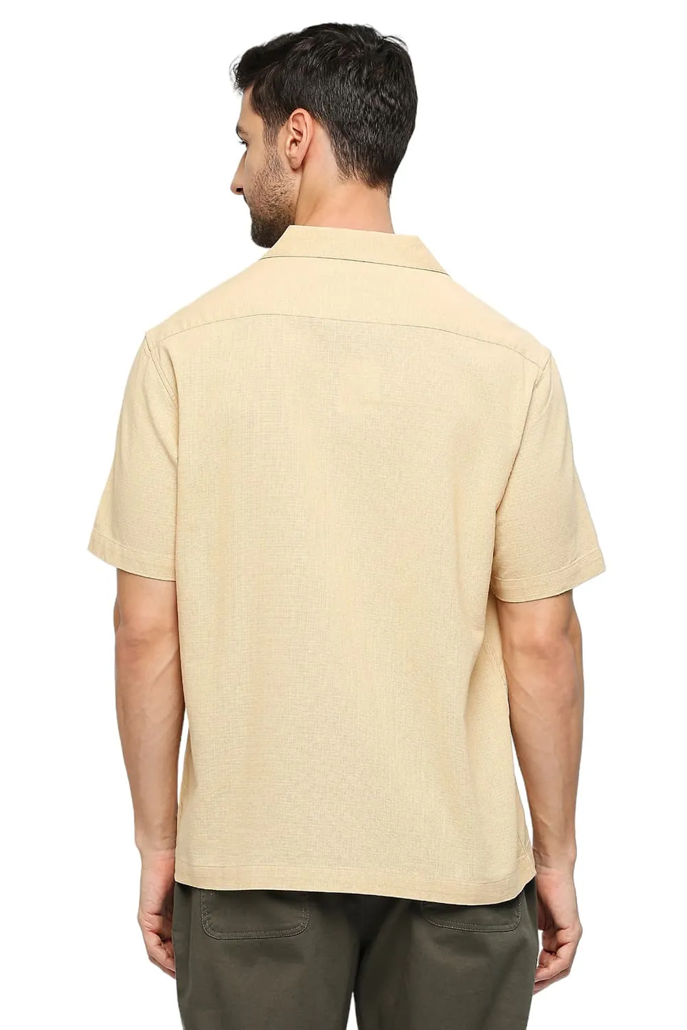 Relaxed Fit Cotton Hopsack Dobby Halfsleeves Shirt