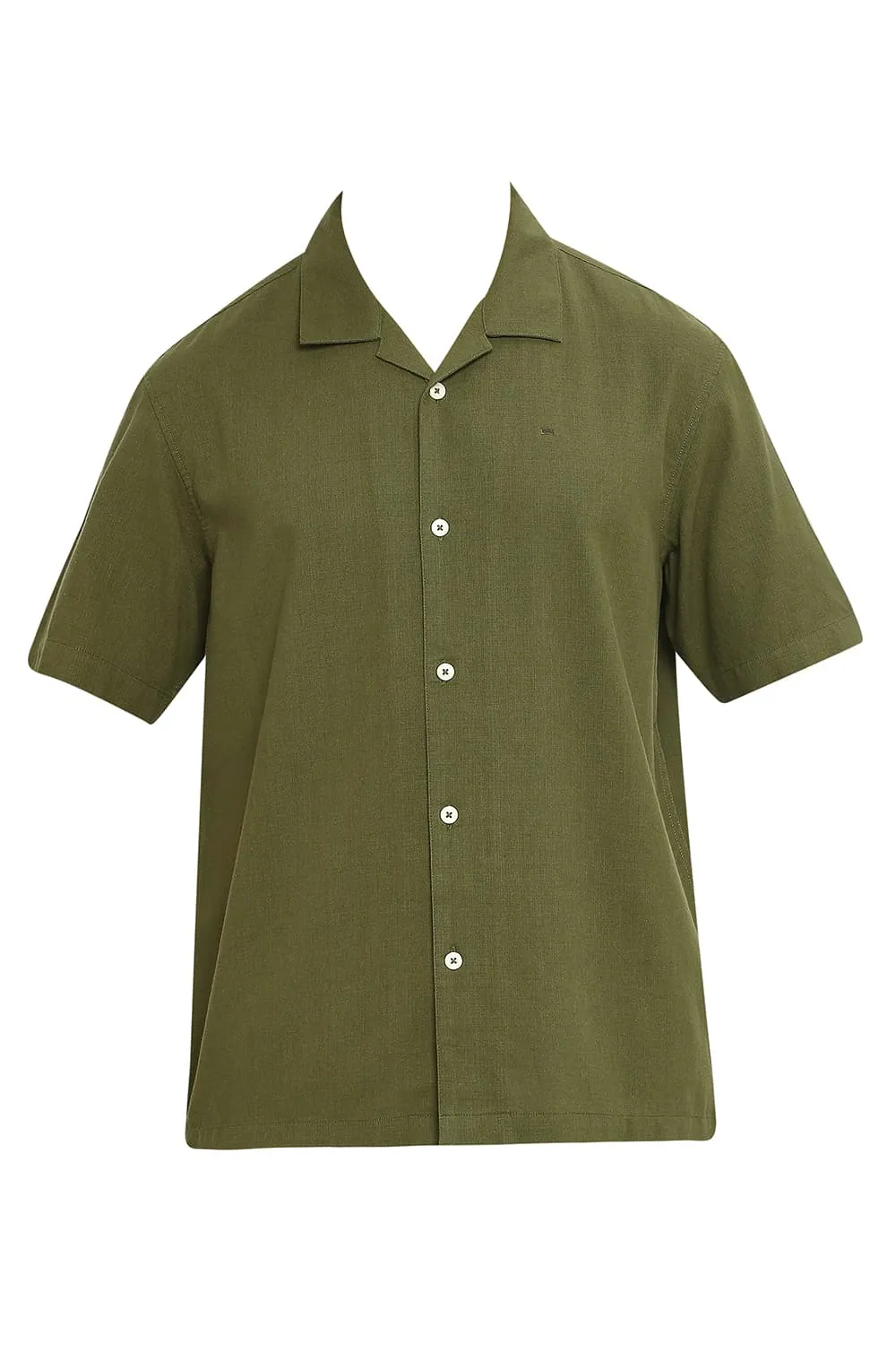 Relaxed Fit Cotton Hopsack Dobby Halfsleeves Shirt