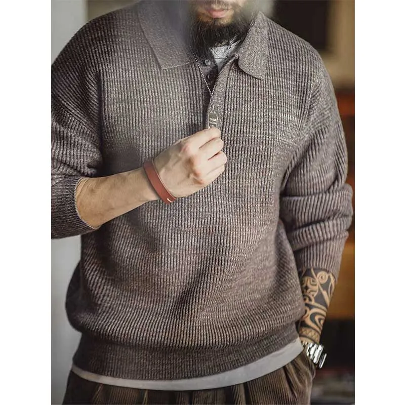 Retro Knitted Polo Loose Lapel Sweater