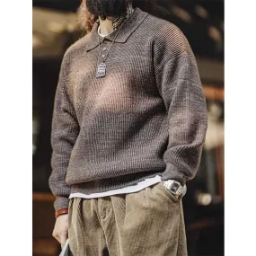 Retro Knitted Polo Loose Lapel Sweater