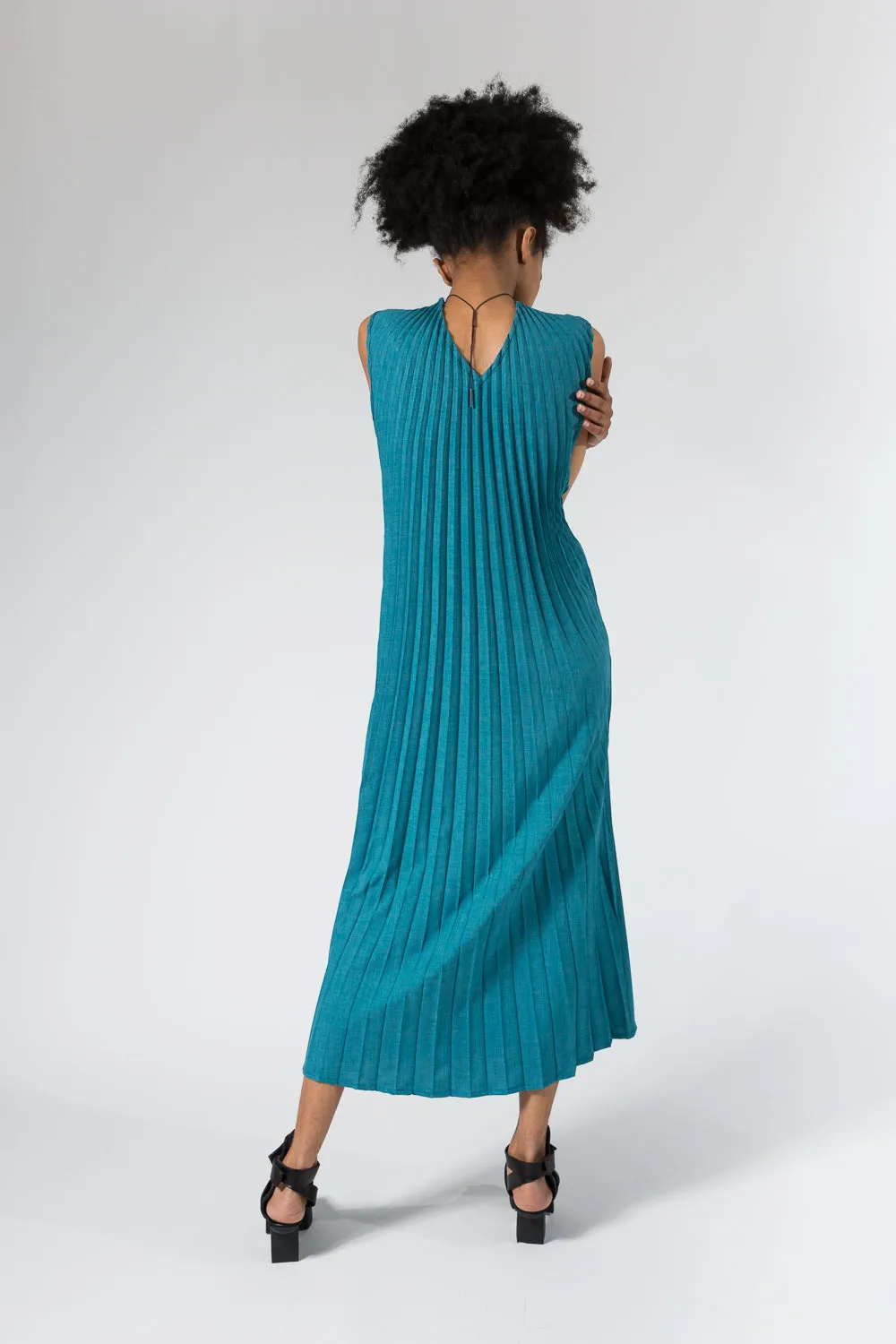 Reversible Racerback Maxi Sunburst Dress | Teal