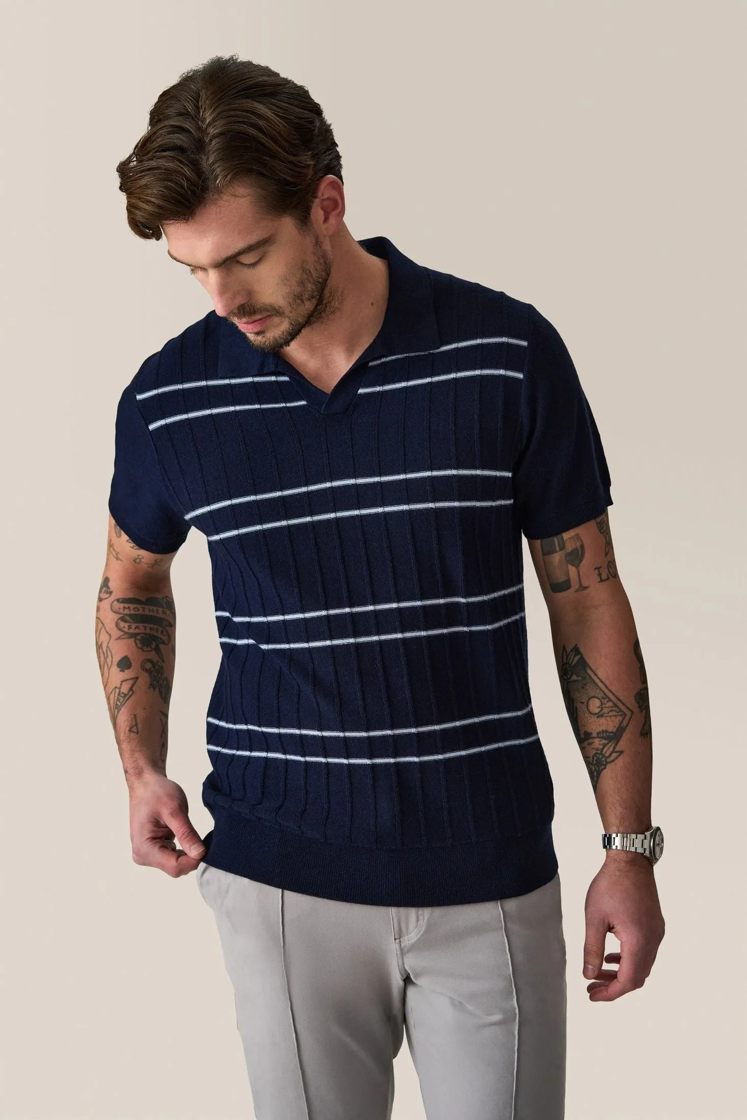 Rib Knit Polo Sweater | Merino Wool