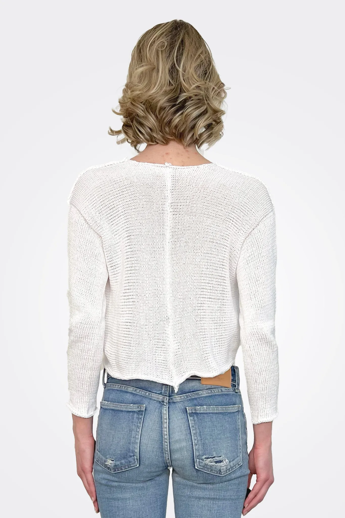 Ruche Crop Pullover - White