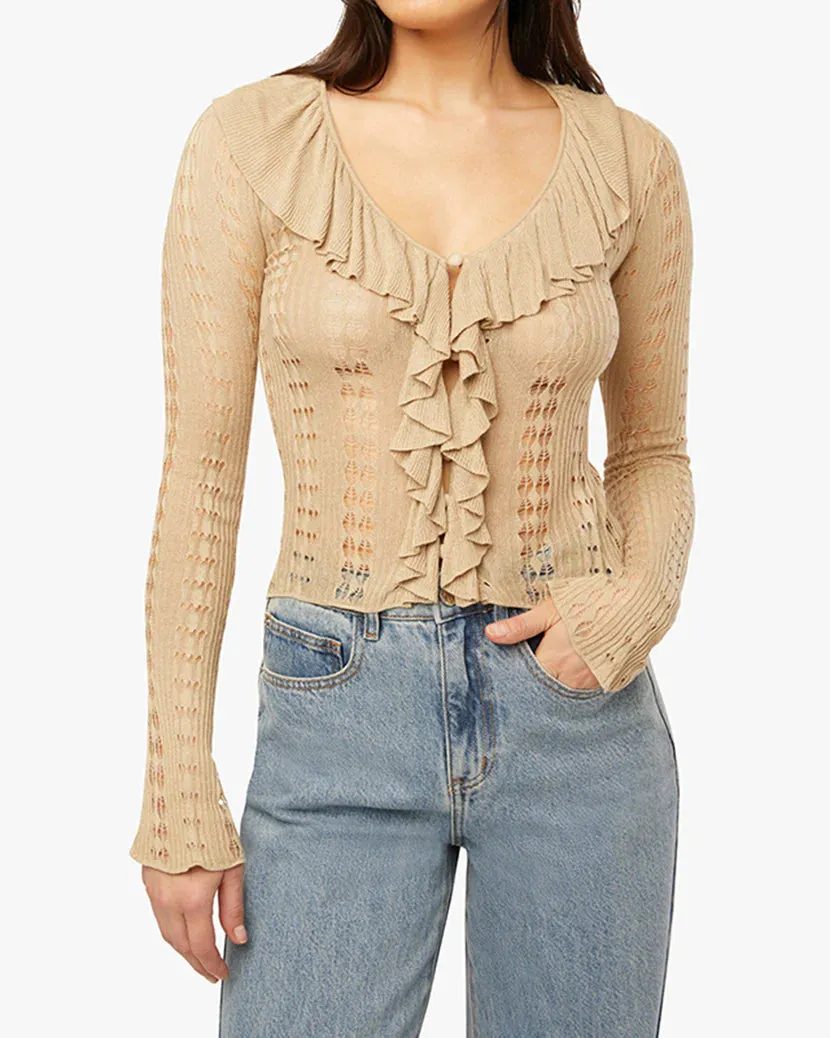 Ruffle Sweater in Safari