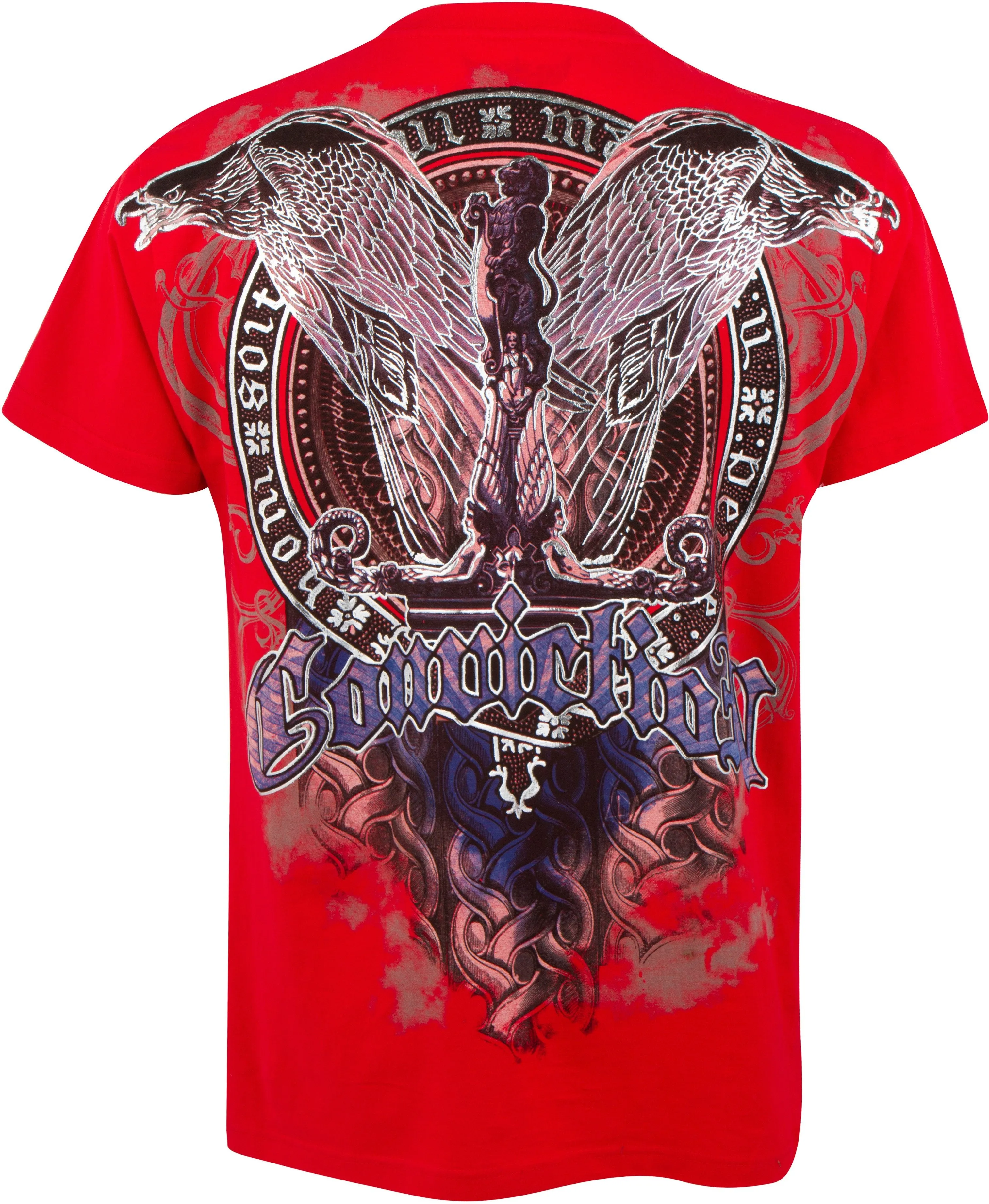 Sakkas Flying Eagle Metallic Silver Embossed Cotton Mens Fashion T-Shirt