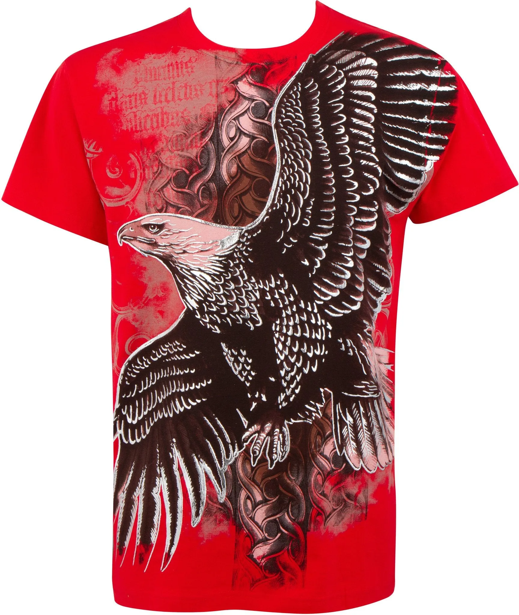 Sakkas Flying Eagle Metallic Silver Embossed Cotton Mens Fashion T-Shirt