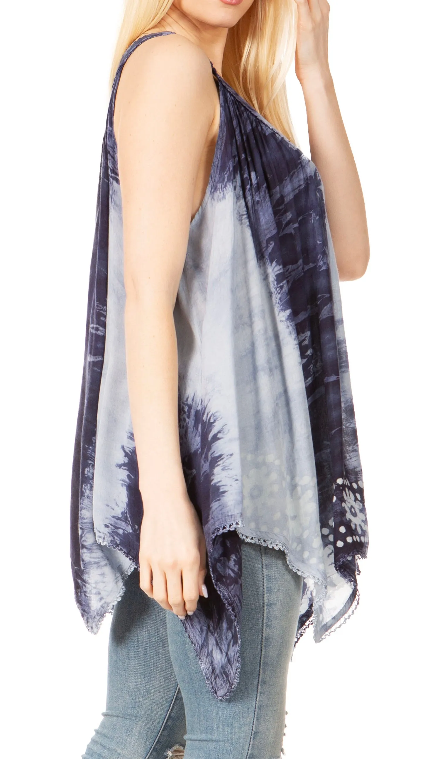 Sakkas Ligia Women's Sleeveless Tie Dye Tank Top: Classic Casual Loose Fit for Summer