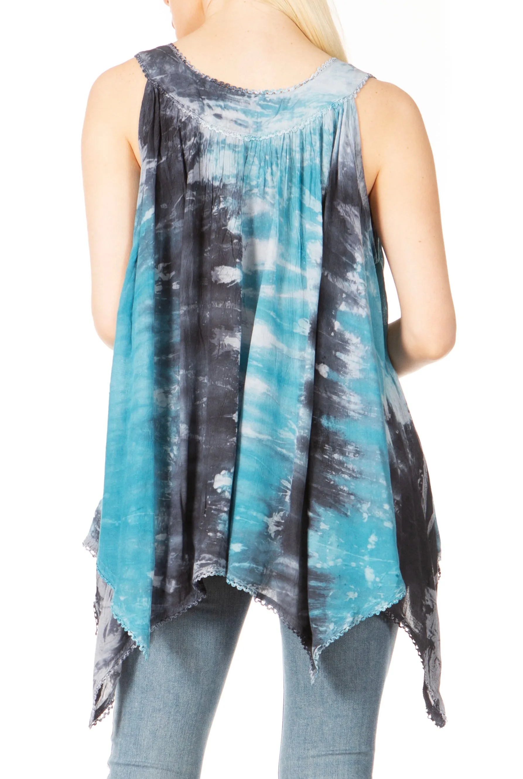 Sakkas Ligia Women's Sleeveless Tie Dye Tank Top: Classic Casual Loose Fit for Summer