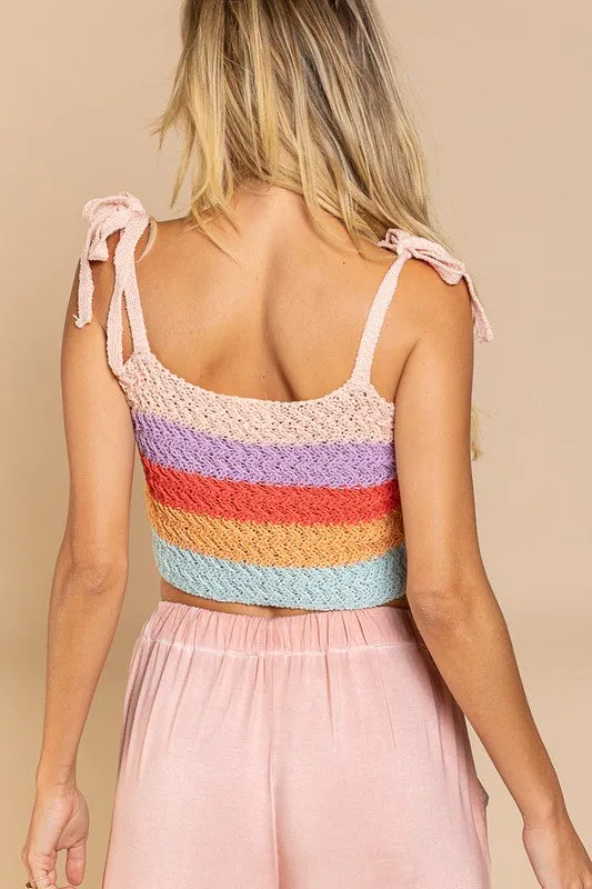 Samantha Tie-shoulder Sweater Crop Tank Top